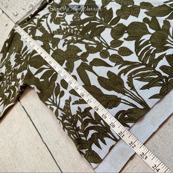 Ann Taylor NWT seaweed green & pale blue botanical print elbow sleeve sweater - Picture 6 of 9